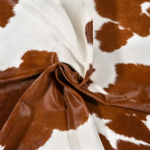 Brazilian Brown and White Cowhide Rug Size 7'1" L x 6'7" W 0613
