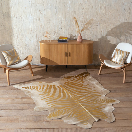 Zebra Gold Metallic Cowhide Rug