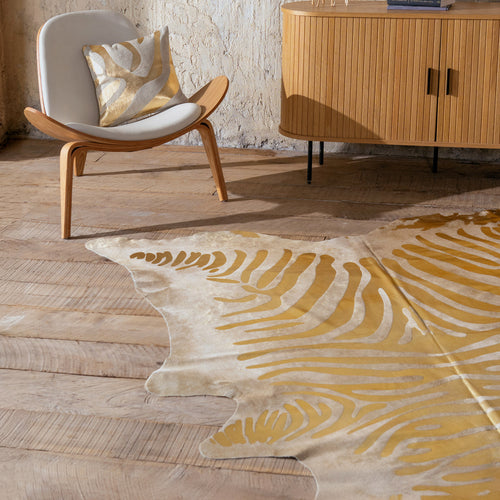 Zebra Gold Metallic Cowhide Rug