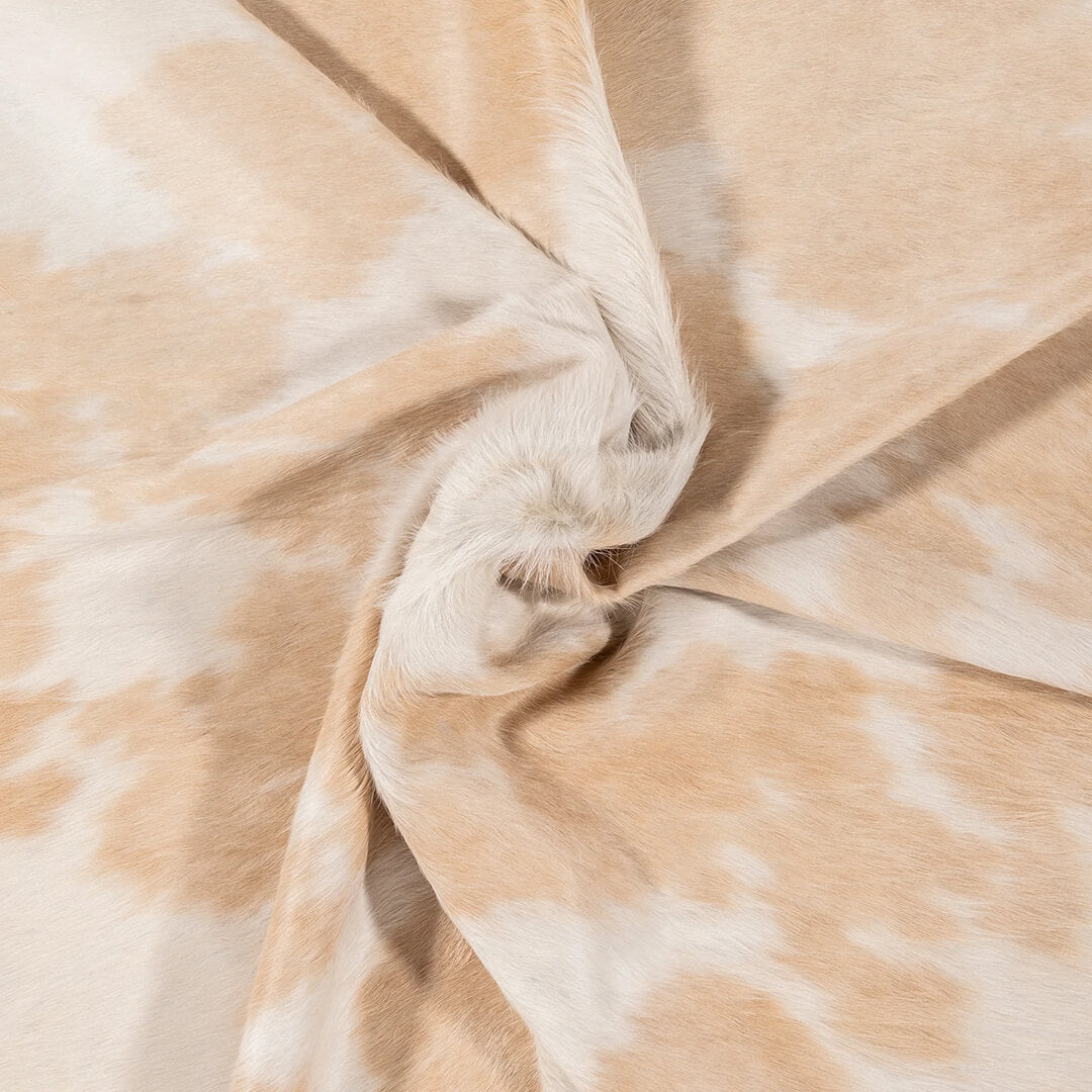 Palomino And White Brazilian Cowhide Rug: Large , Natural Suede