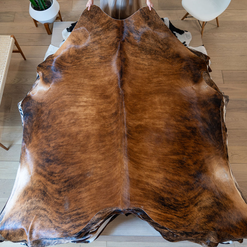 Brazilian Brindle Cowhide Rug Size 6'7" L x 6'8"  W 5704