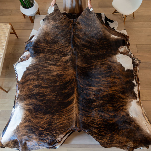 Brazilian Brindle Cowhide Rug Size 6'9" L x 6'7"  W 5706