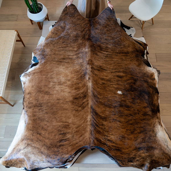 Brazilian Brindle Cowhide Rug Size 7'7" L x 7'1"  W 5713