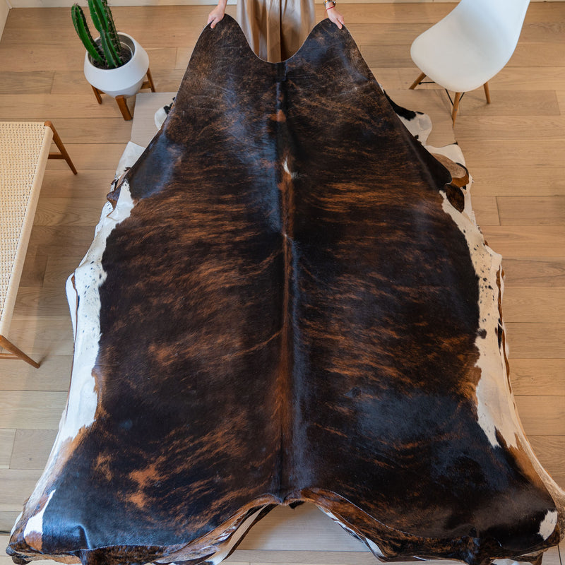 Brazilian Brindle Cowhide Rug Size 7'10" L x 6'7"  W 5726