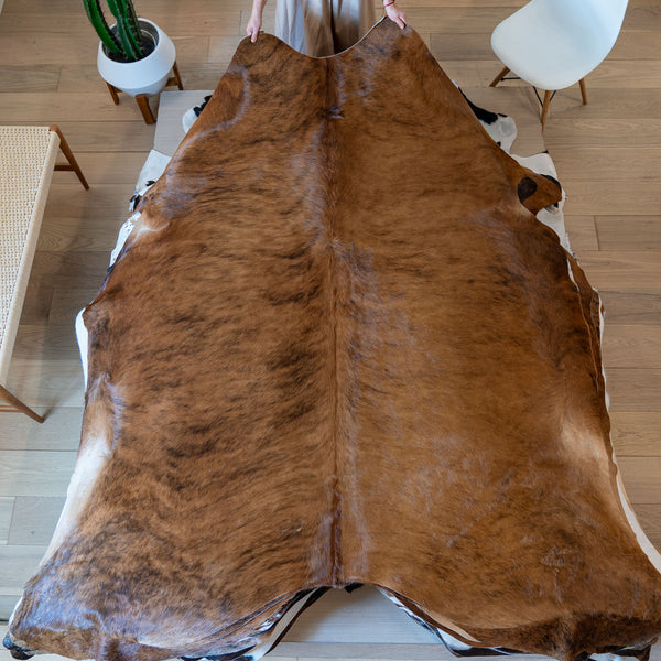 Brazilian Brindle Cowhide Rug Size 7'5" L x 6'11"  W 5729