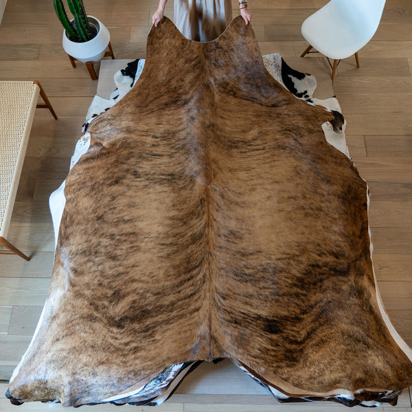 Brazilian Brindle Cowhide Rug Size 7'7" L x 7"  W 5732