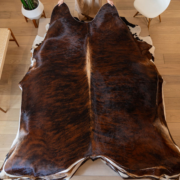 Brazilian Brindle Cowhide Rug Size 6'2" L x 6'6" W 5777