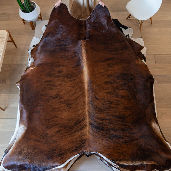 Brazilian Brindle Cowhide Rug Size 7'3" L x 6'9" W 5778