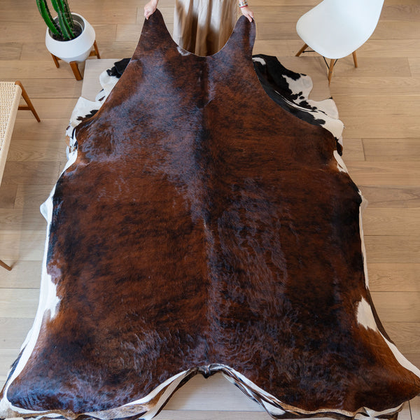 Brazilian Brindle Cowhide Rug Size 7'9" L x 6'9" W 5780