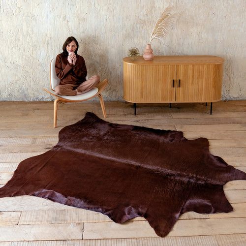 Chocolate Dyed Cowhide Rug