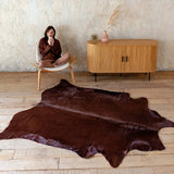 Chocolate Dyed Cowhide Rug , Natural Suede Leather | eCowhides