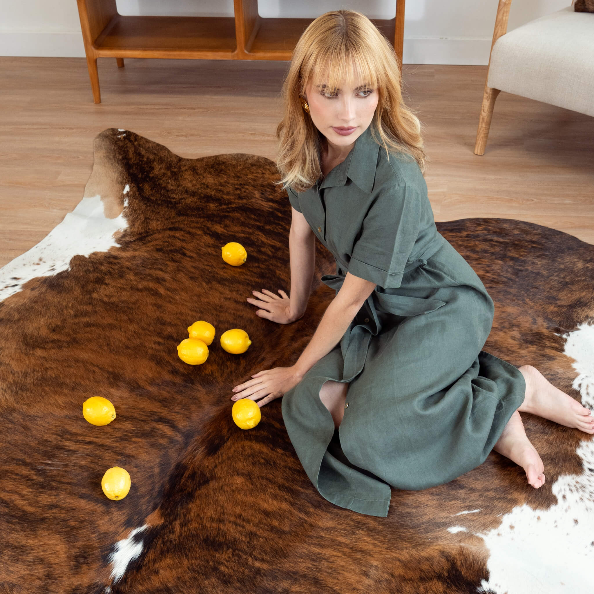 Brindle White Belly Cowhide Rug , Natural Suede Leather | eCowhides