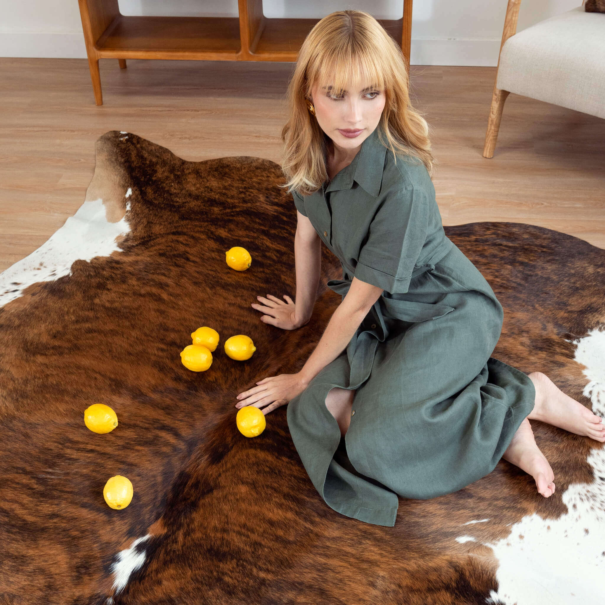 Brindle White Belly Cowhide Rug , Natural Suede Leather | eCowhides