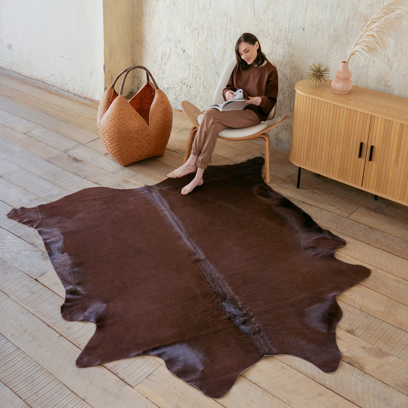 Chocolate Dyed Cowhide Rug