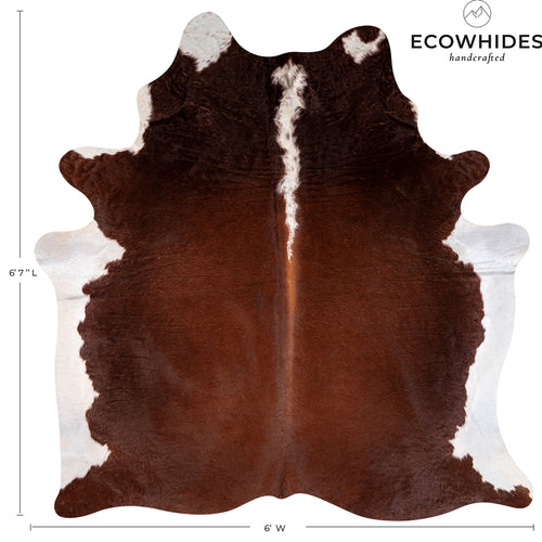 Brazilian Hereford Cowhide Rug Size 6'7" L x 6' W 6447