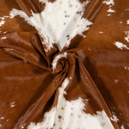 Brazilian Brown and White Cowhide Rug Size 6'6" L x 6'7" W 1717
