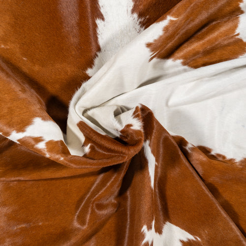 Brazilian Brown and White Cowhide Rug Size 7'5" L x 7'1" W 1725