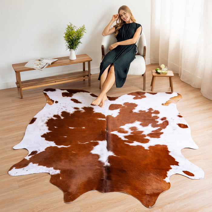 Brown and White Cowhide Rug