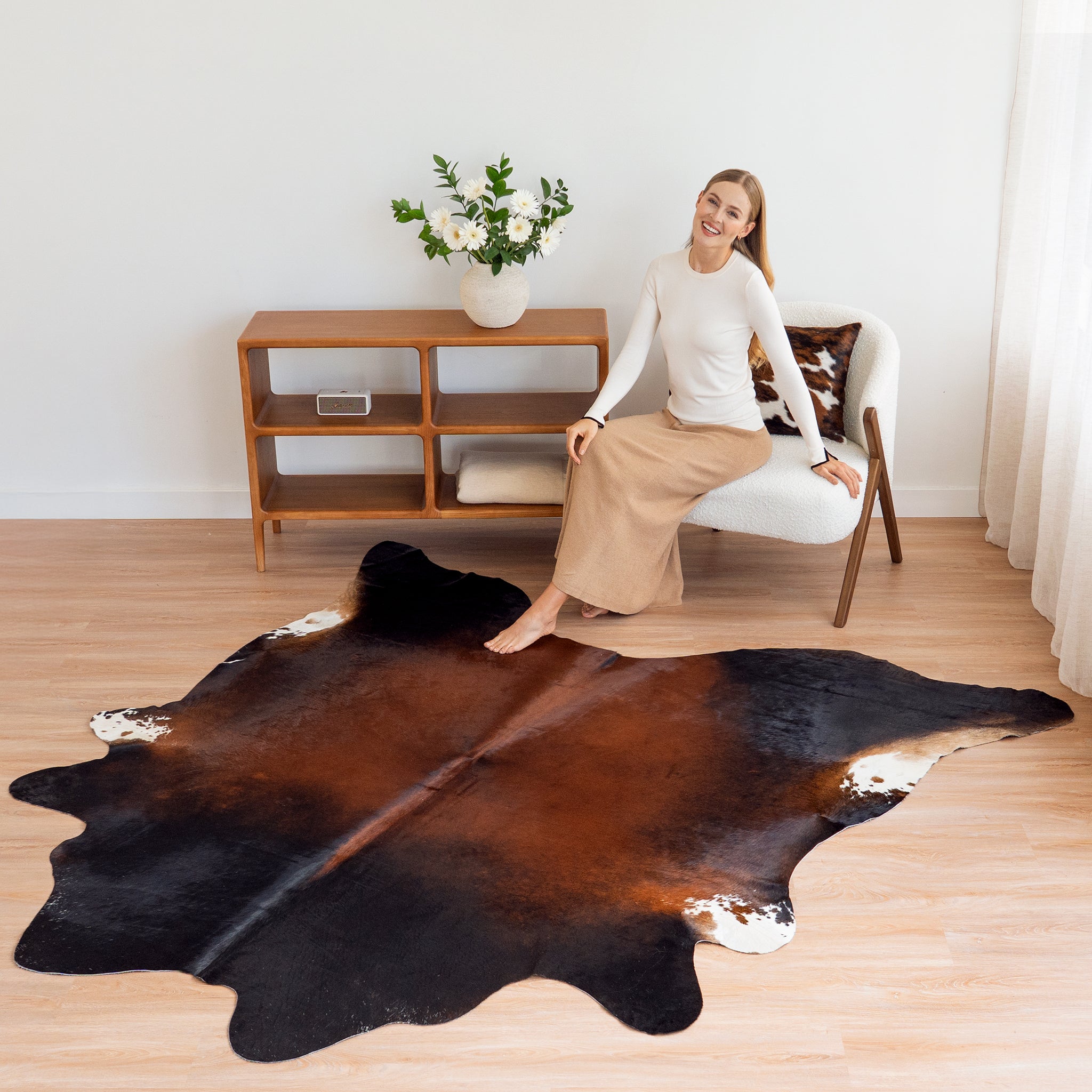 Mahogany Cowhide Rug , Natural Suede Leather | eCowhides