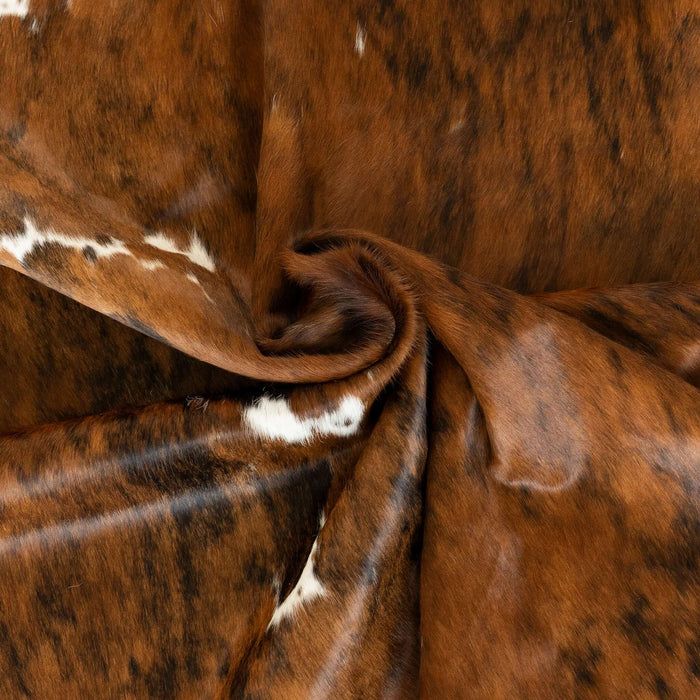 Cowhide Rug Tricolor Brindle Mix , Natural Suede Leather | eCowhides