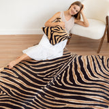Close-up of zebra safari cowhide rug printed stripe texture