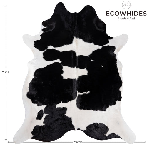 Brazilian Black and White Cowhide Rug Size 7'7" L x 6'8" W 8285