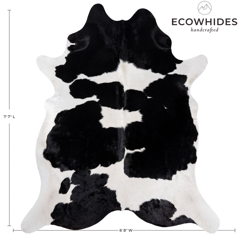 Brazilian Black and White Cowhide Rug Size 7'7" L x 6'8" W 8285