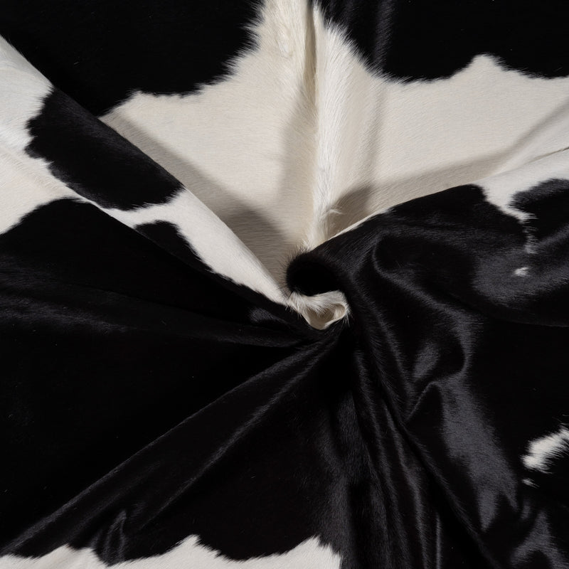 Brazilian Black and White Cowhide Rug Size 7'6" L x 7'1" W 8292