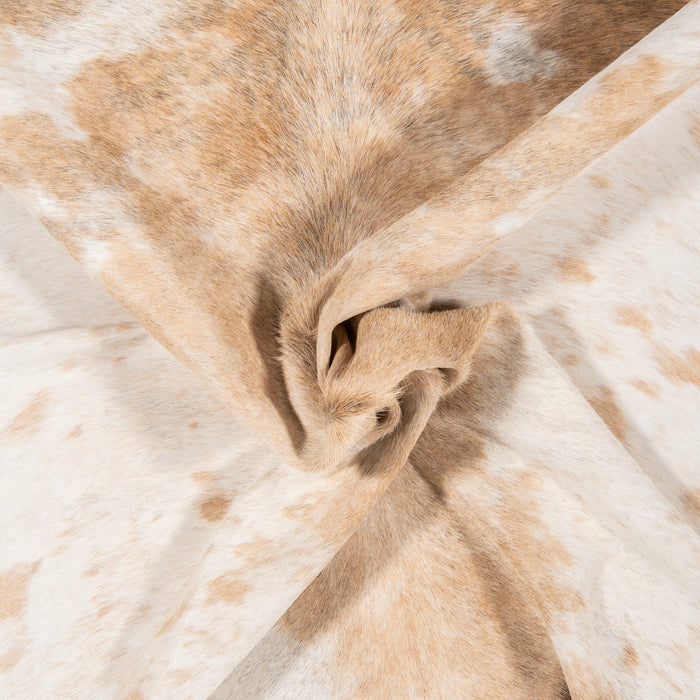 Brazilian Palomino and White Cowhide Rug Size 6'9" L x 5'6" W 2348