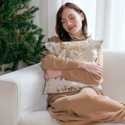 Metallic Gold Cowhide Pillow