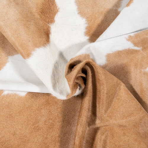 Brazilian Palomino and White Cowhide Rug Size 6'10" L x 5'11" W 2353