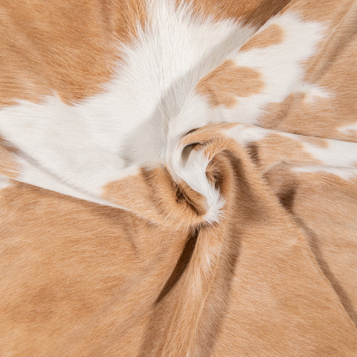 Brazilian Palomino and White Cowhide Rug Size 7'2" L x 6'7" W 2358