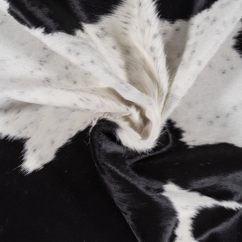 Brazilian Black and White Cowhide Rug Size 7'6" L x 7'4" W 8312