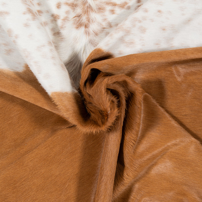 Brazilian Palomino and White Cowhide Rug Size 7'4" L x 7'2" W 2364