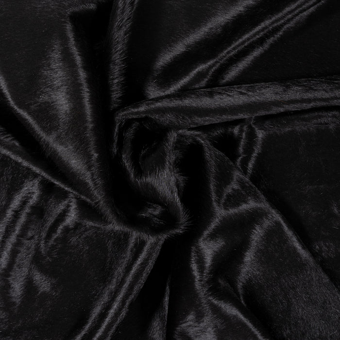 Brazilian Solid Black Cowhide Rug Size 7'3" L x 6'11" W 2370