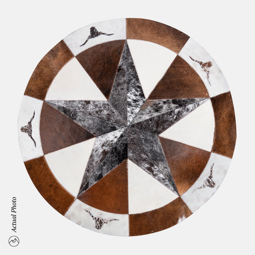 Texas Cowhide Star Round Rug Size 40 Inches S-5