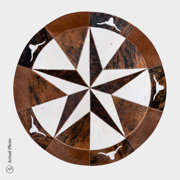 Texas Cowhide Star Round Rug Size 40 Inches S-6