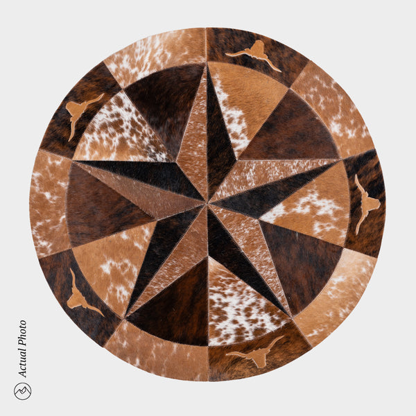 Texas Cowhide Star Round Rug Size 40 Inches S-102