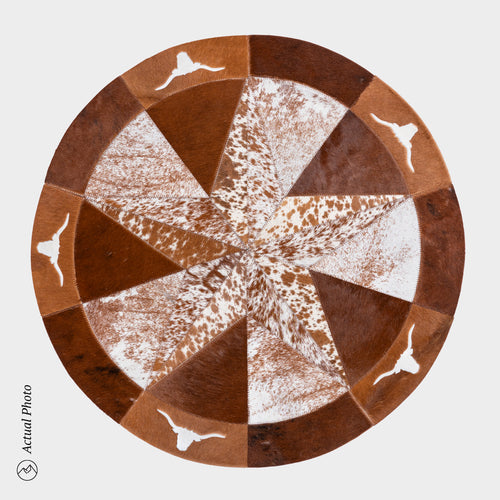 Texas Cowhide Star Round Rug Size 40 Inches S-103