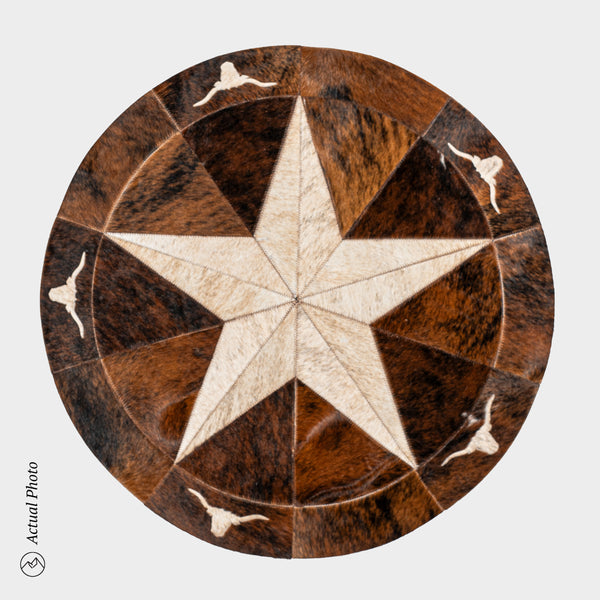 Texas Cowhide Star Round Rug Size 40 Inches S-106