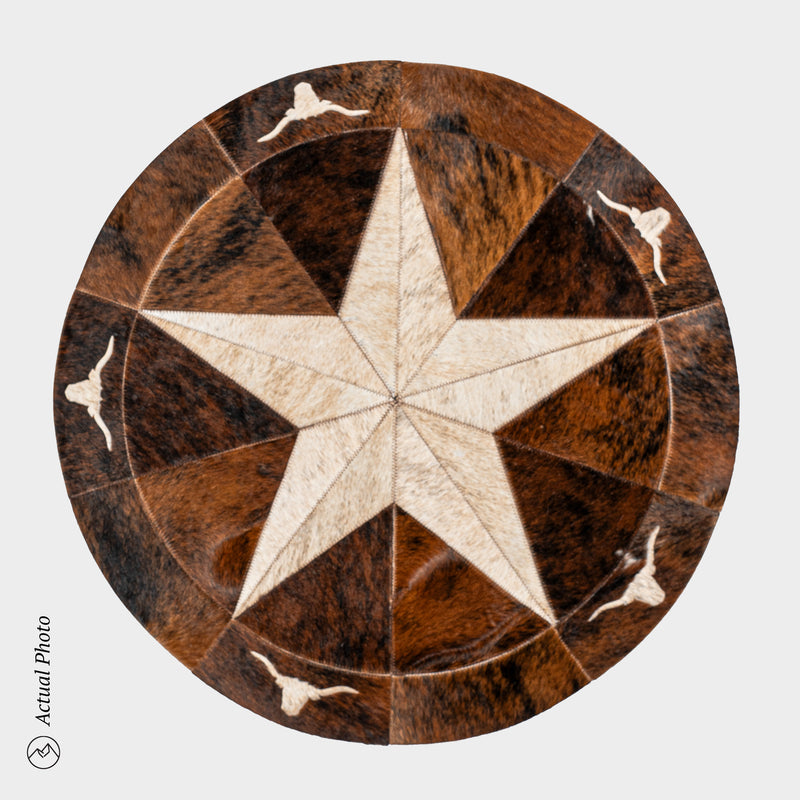 Texas Cowhide Star Round Rug Size 40 Inches S-106