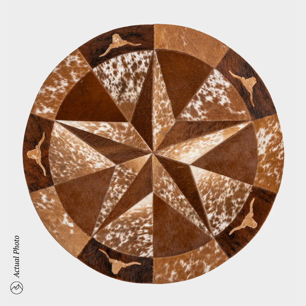 Texas Cowhide Star Round Rug Size 40 Inches S-107