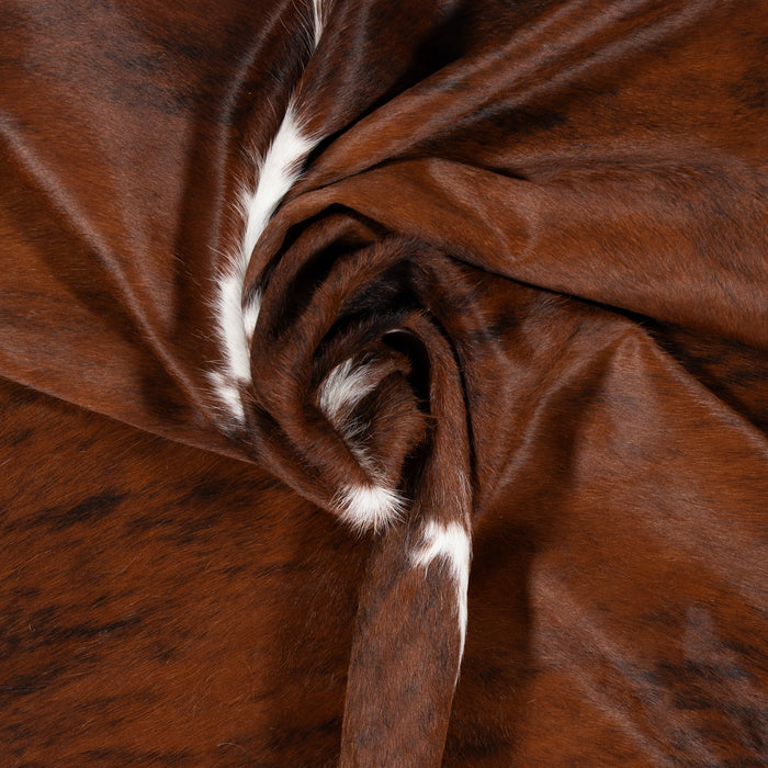 Brazilian Brindle White Belly and Backbone Cowhide Rug Size 6'6" L x 6'5" W 2599