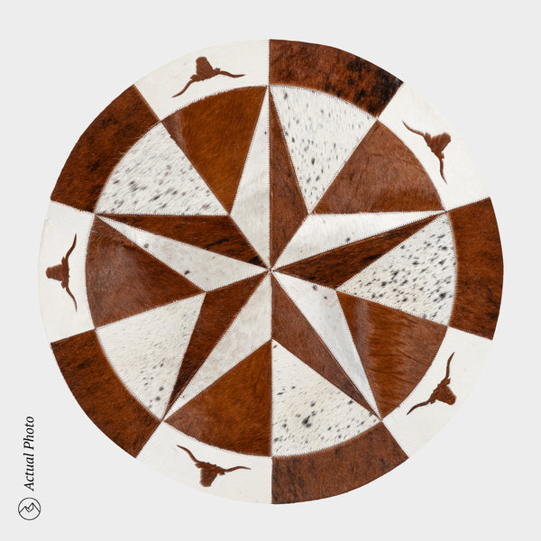 Texas Cowhide Star Round Rug Size 40 Inches S-108