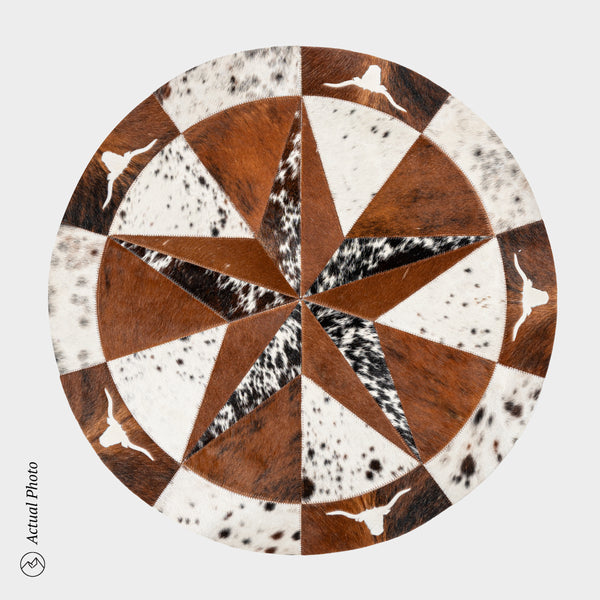 Texas Cowhide Star Round Rug Size 40 Inches S-109