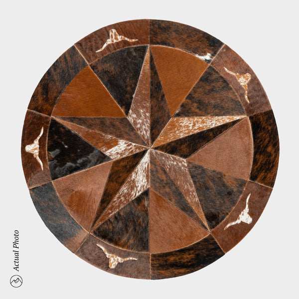 Texas Cowhide Star Round Rug Size 40 Inches S-110