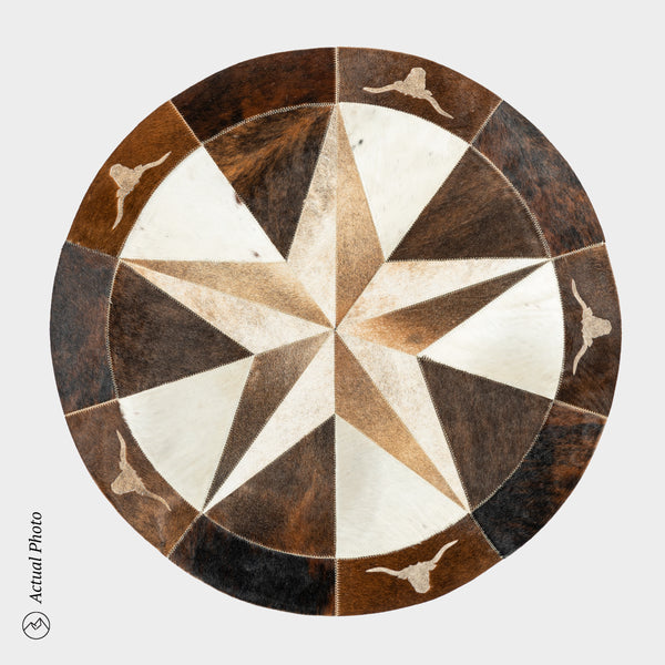 Texas Cowhide Star Round Rug Size 40 Inches S-111