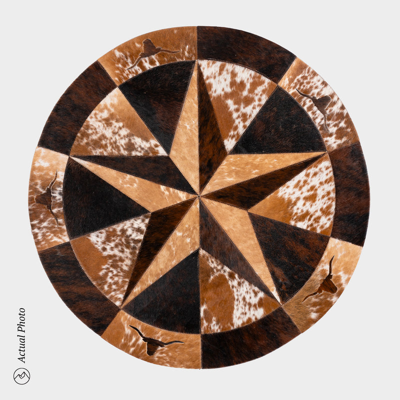 Texas Cowhide Star Round Rug Size 40 Inches S-116