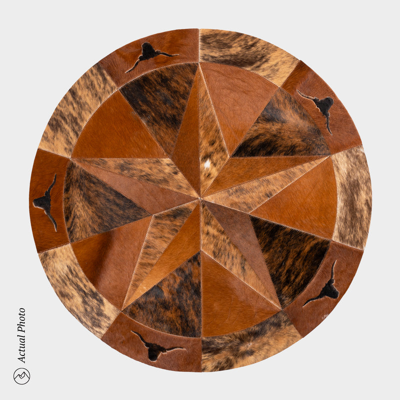 Texas Cowhide Star Round Rug Size 40 Inches S-117