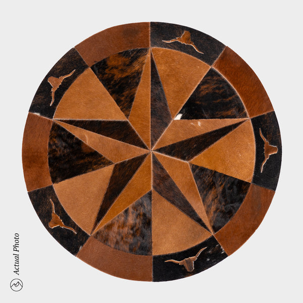 Texas Cowhide Star Round Rug Size 40 Inches S-119